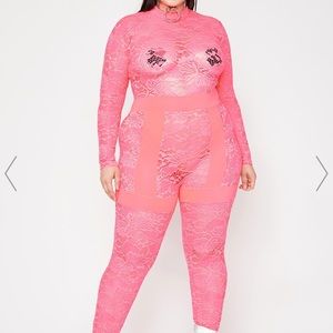 CORAL GOT FIFTH AVENUE FEVER LACE JUMPSUIT